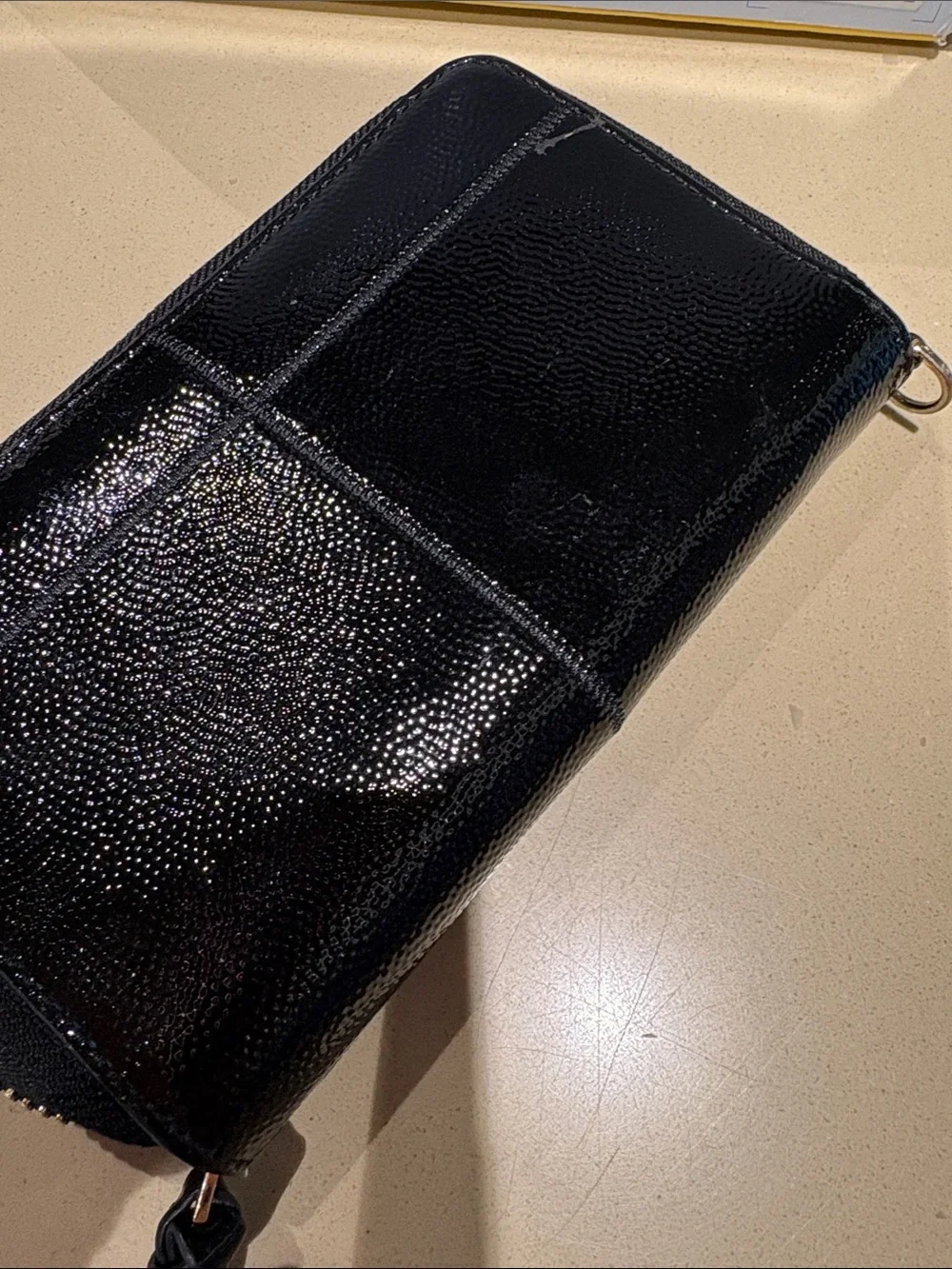 TORY BURCH patent black leather wallet wristlet